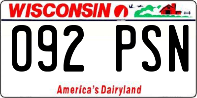 WI license plate 092PSN