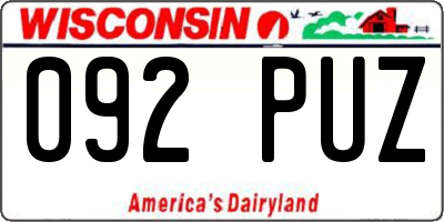 WI license plate 092PUZ