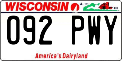 WI license plate 092PWY