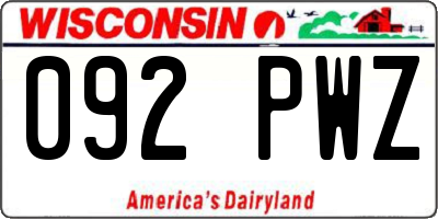 WI license plate 092PWZ