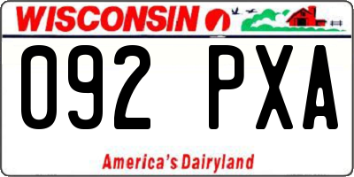 WI license plate 092PXA