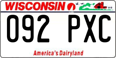 WI license plate 092PXC