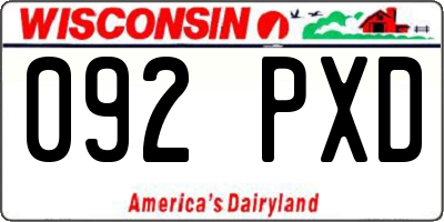 WI license plate 092PXD