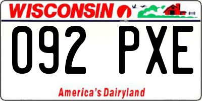 WI license plate 092PXE