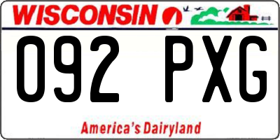 WI license plate 092PXG