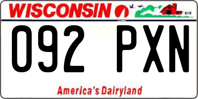 WI license plate 092PXN