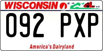 WI license plate 092PXP