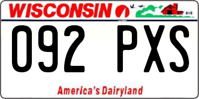 WI license plate 092PXS