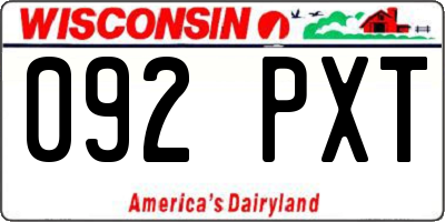 WI license plate 092PXT