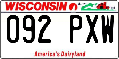 WI license plate 092PXW