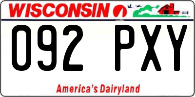 WI license plate 092PXY