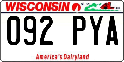 WI license plate 092PYA