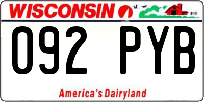 WI license plate 092PYB