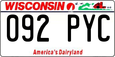 WI license plate 092PYC