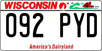 WI license plate 092PYD
