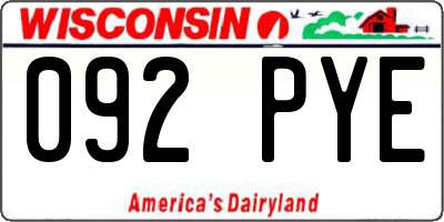 WI license plate 092PYE