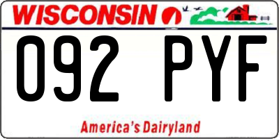 WI license plate 092PYF