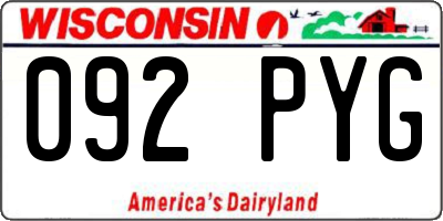 WI license plate 092PYG