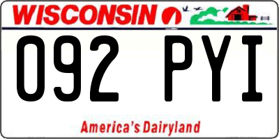 WI license plate 092PYI