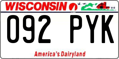 WI license plate 092PYK