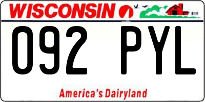 WI license plate 092PYL