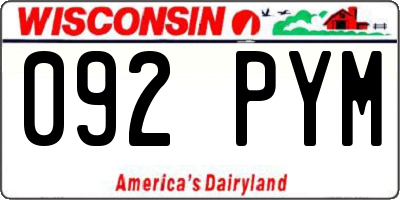 WI license plate 092PYM