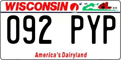 WI license plate 092PYP