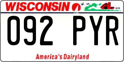 WI license plate 092PYR