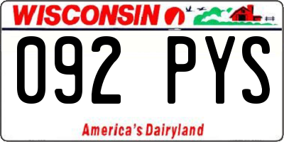 WI license plate 092PYS