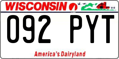 WI license plate 092PYT