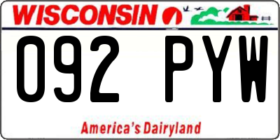 WI license plate 092PYW