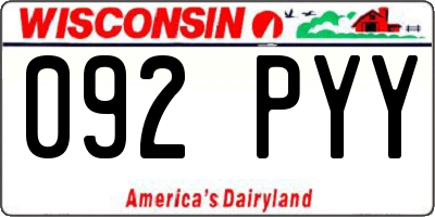 WI license plate 092PYY