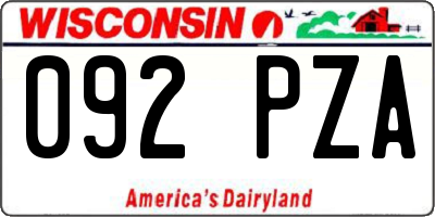 WI license plate 092PZA