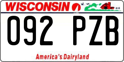 WI license plate 092PZB
