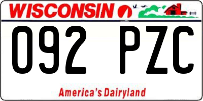 WI license plate 092PZC