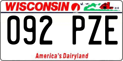 WI license plate 092PZE