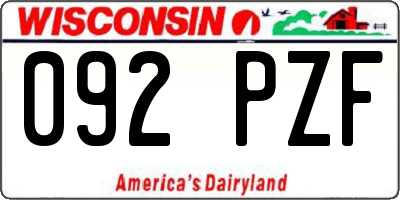 WI license plate 092PZF