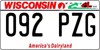 WI license plate 092PZG