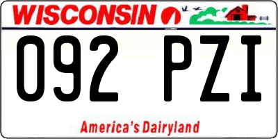 WI license plate 092PZI