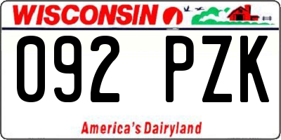 WI license plate 092PZK