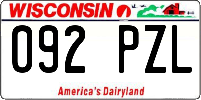 WI license plate 092PZL