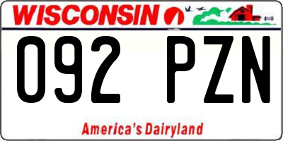 WI license plate 092PZN