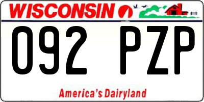 WI license plate 092PZP