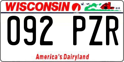 WI license plate 092PZR