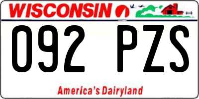 WI license plate 092PZS