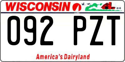 WI license plate 092PZT