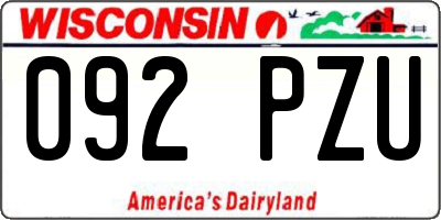 WI license plate 092PZU
