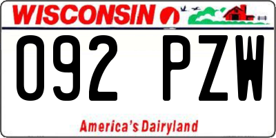 WI license plate 092PZW