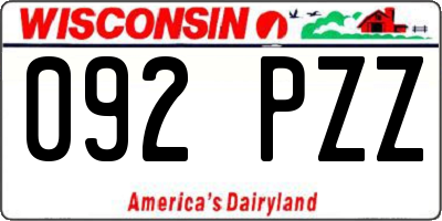 WI license plate 092PZZ