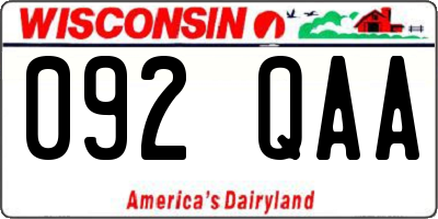 WI license plate 092QAA